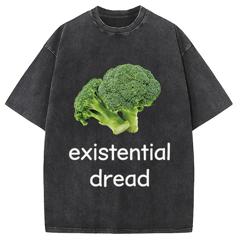 Modecanvas Existential Dread Broccoli DTG Printing Washed T-Shirt