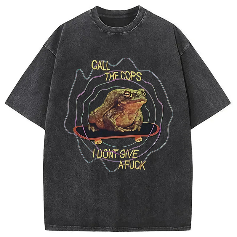 Modecanvas Call The Copes IDGAF DTG Printing Washed T-Shirt
