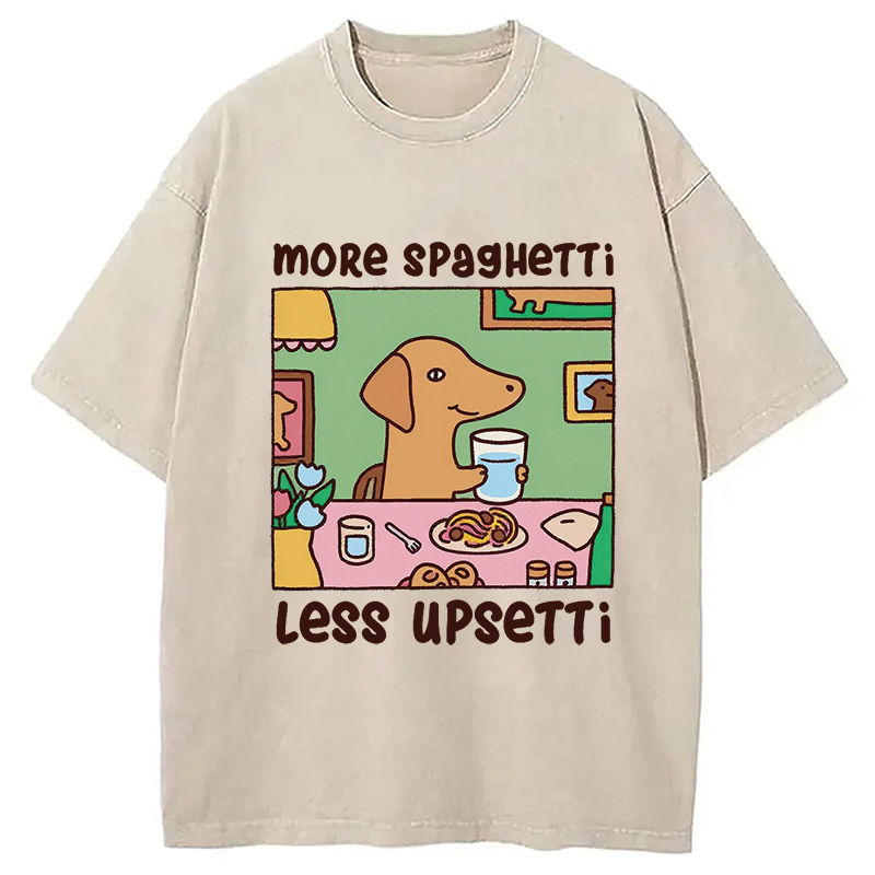 Modecanvas Doxie Eating Spaghetti Washed T-Shirt
