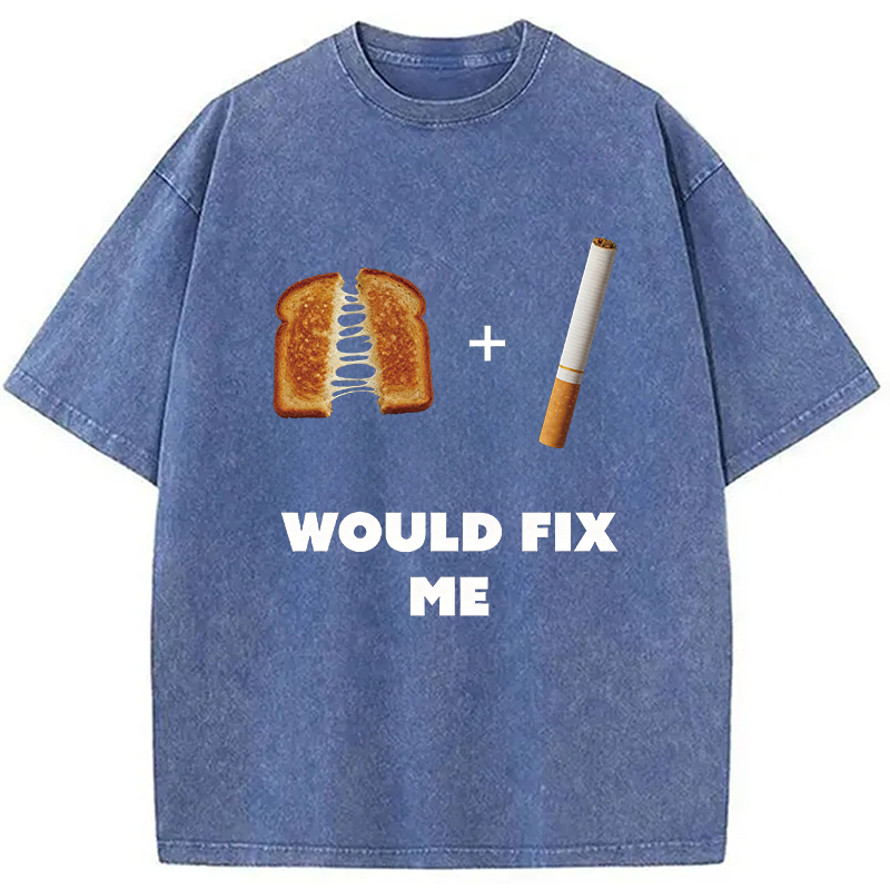 Modecanvas Grilled Cheese And Cigarette Meme DTG Printing Washed T-Shirt
