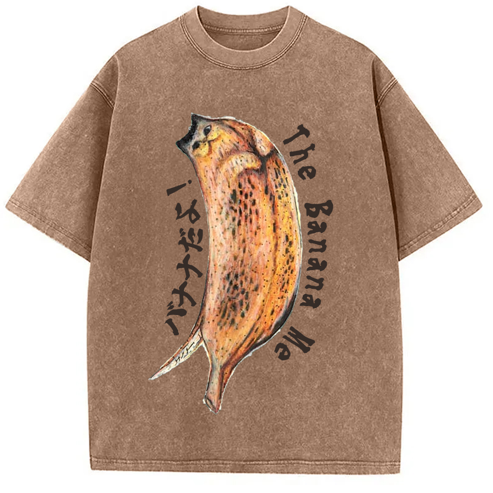 Modecanvas Banana Cat Drawing Washed T-Shirt