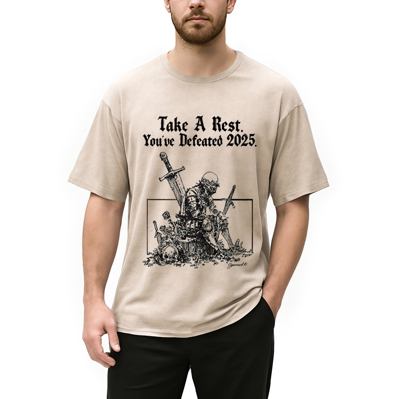 Modecanvas Take A Rest DTG Printing Washed T-Shirt