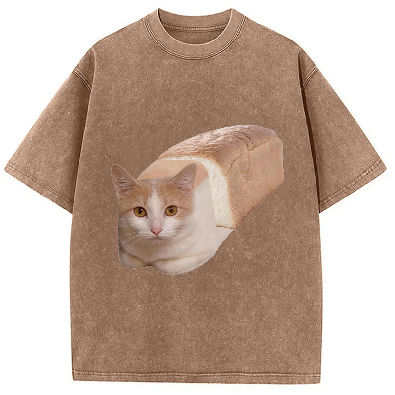 Modecanvas Cat Bread DTG Printing Washed T-Shirt