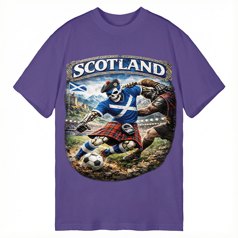 Modecanvas Scotland Soccer Skull DTG Printing Classic T-Shirt-modecanvas