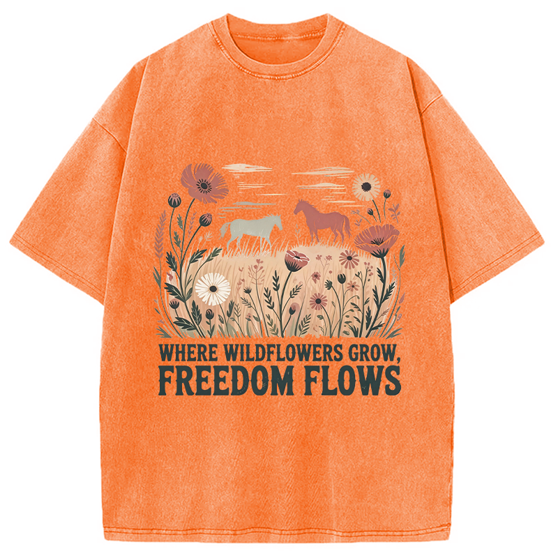 Modecanvas Wild-flowers DTG Printing Washed T-Shirt