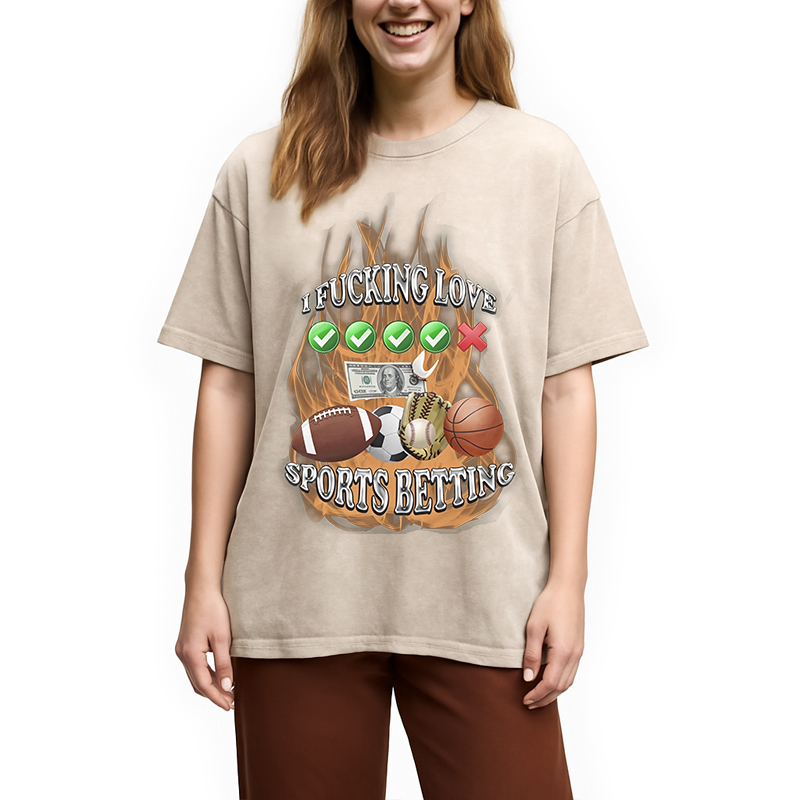 Modecanvas Sports Betting DTG Printing Washed T-Shirt