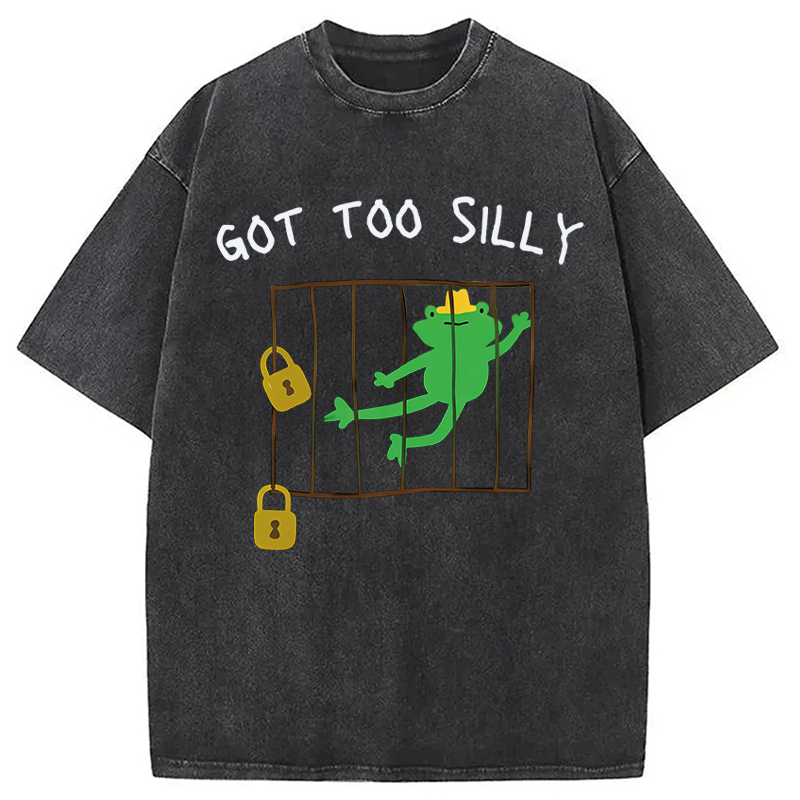 Modecanvas Got Too Silly Frog Meme DTG Printing Washed T-Shirt