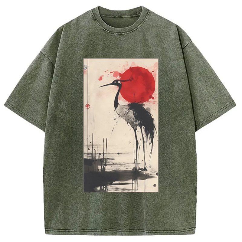 Modecanvas Japanese Crane Washed T-Shirt
