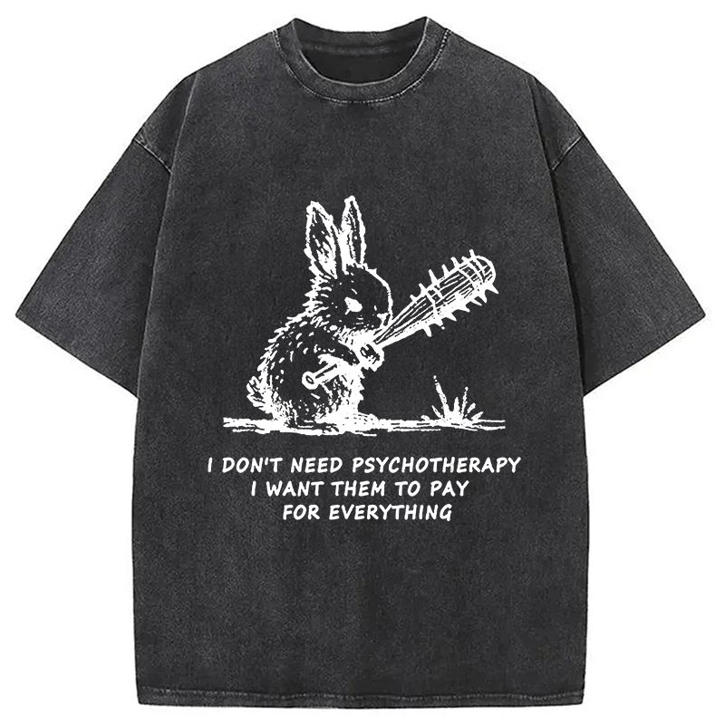 Modecanvas Violent Rabbit Funny Washed T-Shirt