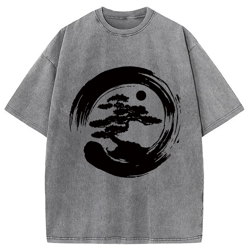 Modecanvas Zen Bonsai DTG Printing Washed T-Shirt