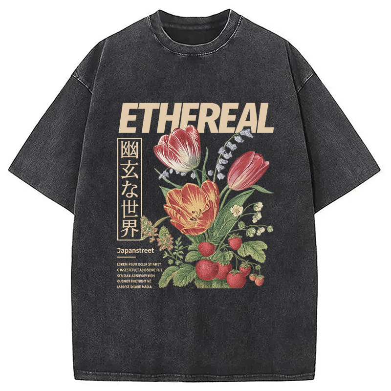 Modecanvas Japanese Flower Washed T-Shirt
