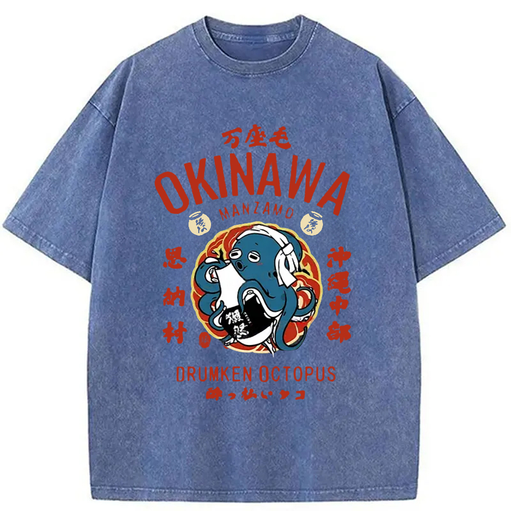 Modecanvas Okinawa Drunken Octopus Washed T-Shirt