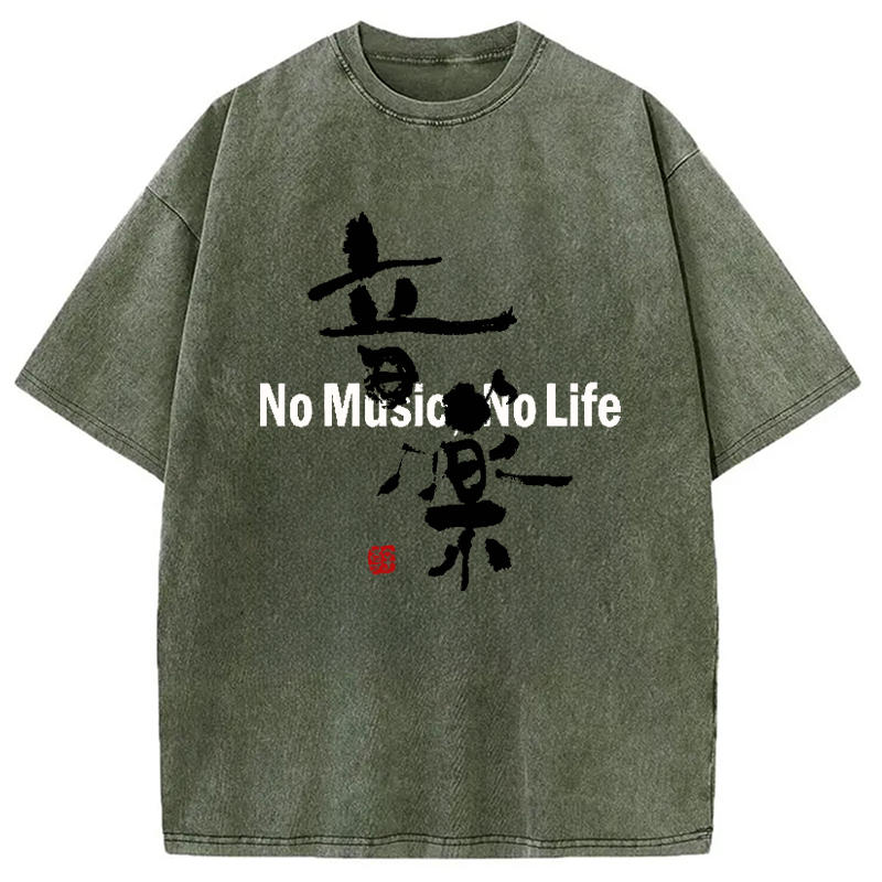 Modecanvas No Music No Life Washed T-Shirt