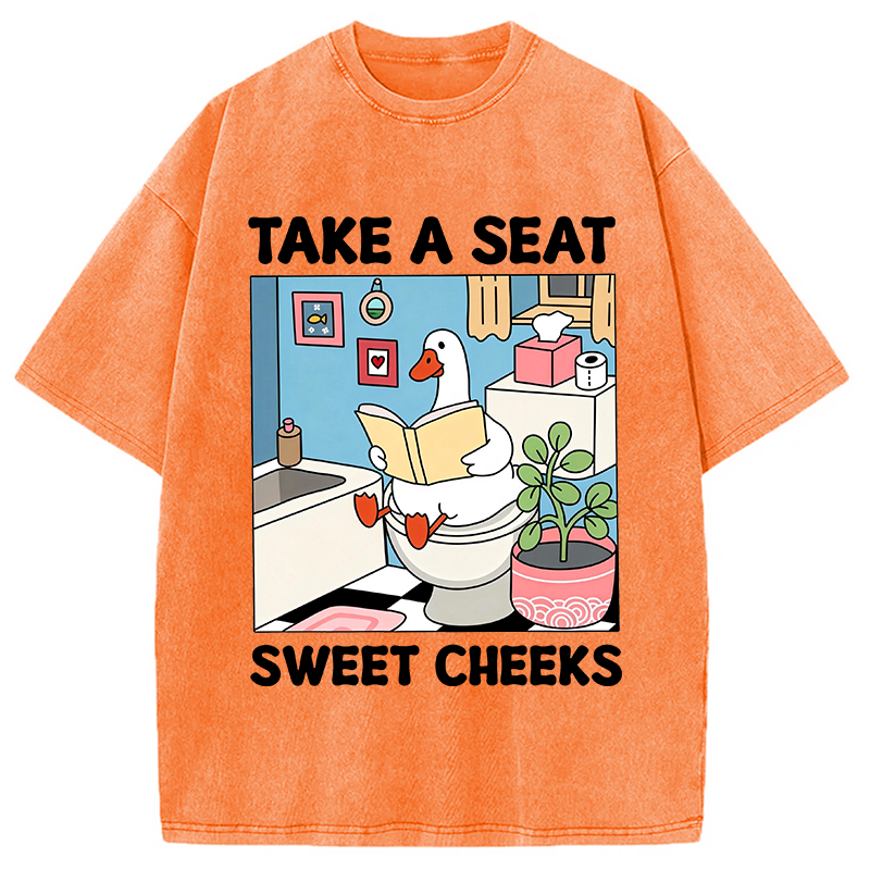 Modecanvas Take A Seat DTG Printing Washed T-Shirt