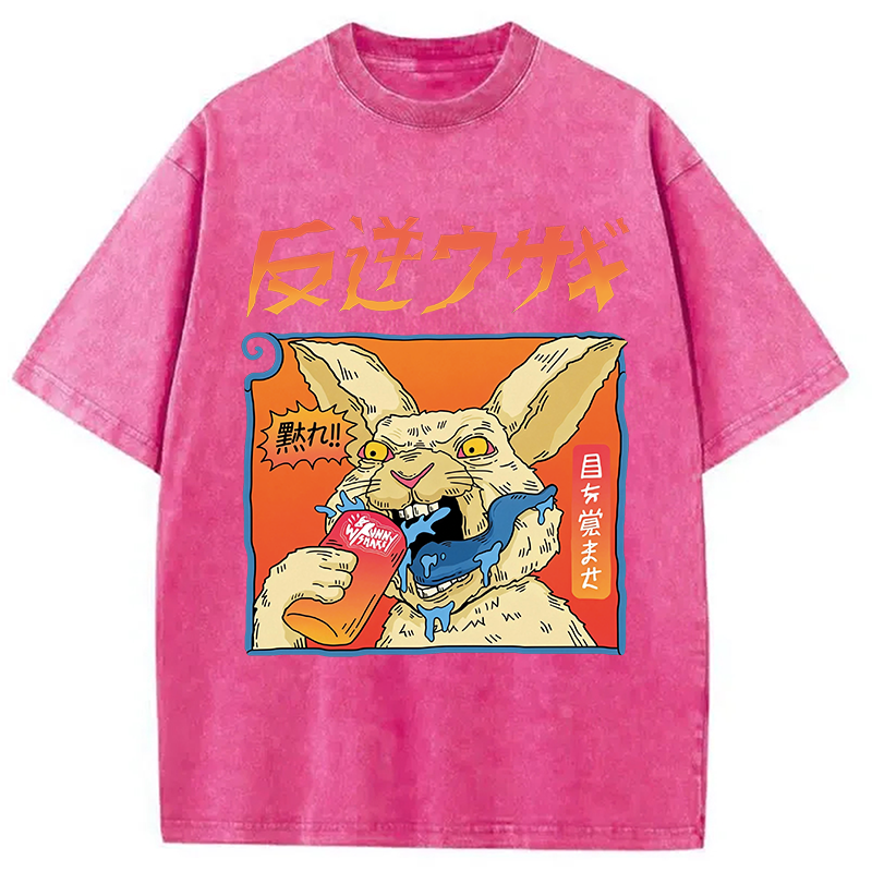 Modecanvas Rebellious Rabbit DTG Printing Washed T-Shirt