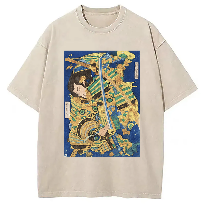 Modecanvas Samurai Clash Ukiyo-e Washed T-Shirt