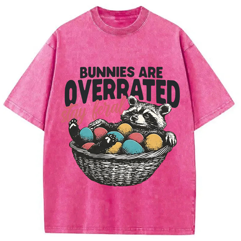 Modecanvas Funny Easter Raccoon DTG Printing Washed T-Shirt