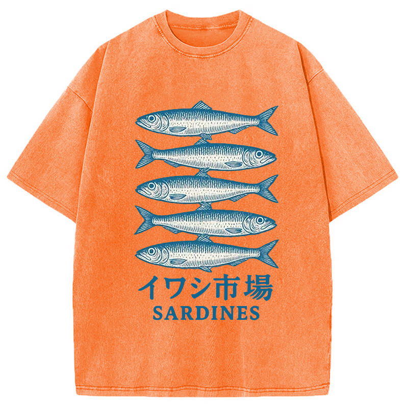 Modecanvas Japanese Sardines Market Washed T-Shirt
