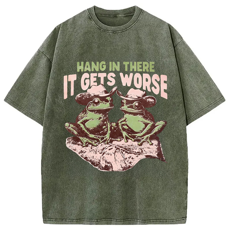 Modecanvas Sarcastic Frog DTG Printing Washed T-Shirt