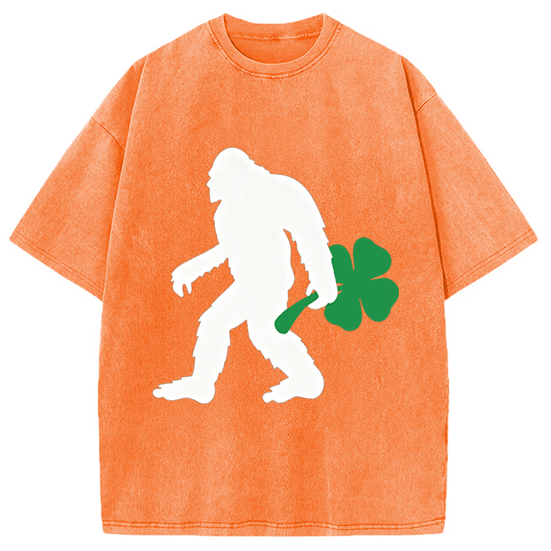Modecanvas Bigfoot Hold Lucky DTG Printing Washed T-Shirt