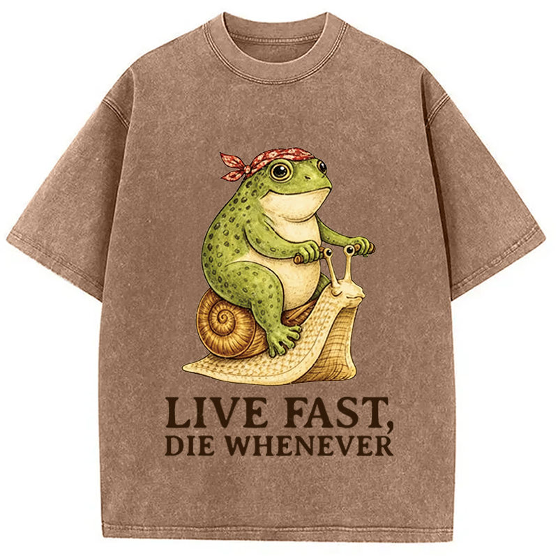 Modecanvas Live Fast Die Whenever DTG Printing Washed T-Shirt