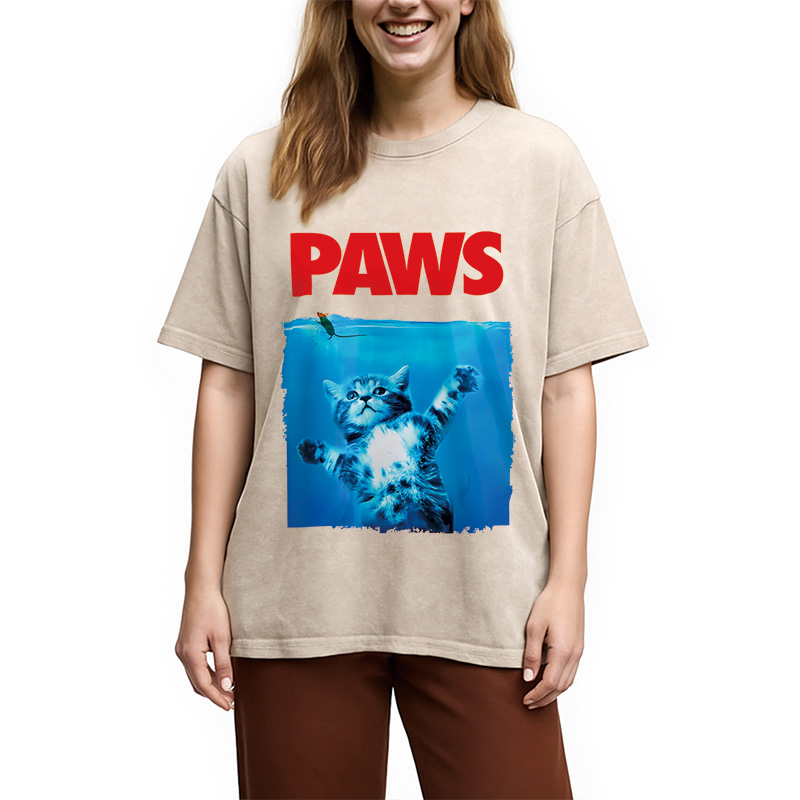 Modecanvas Paws Cat Meme Washed T-Shirt