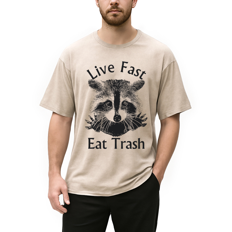 Modecanvas Trash Panda Raccoon DTG Printing Washed T-Shirt