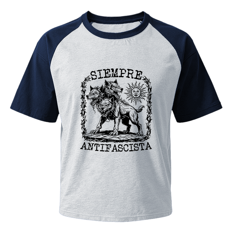 Modecanvas Siempre Antifascista Anti Racist Raglan T-Shirt