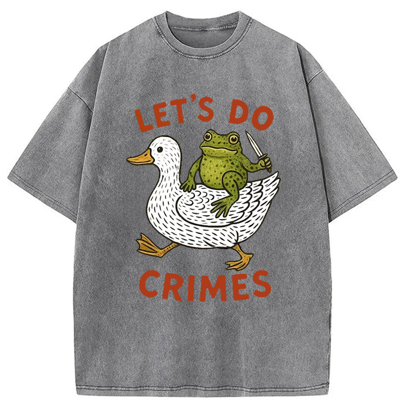 Modecanvas Frog Ready To Commit Crime Washed T-Shirt