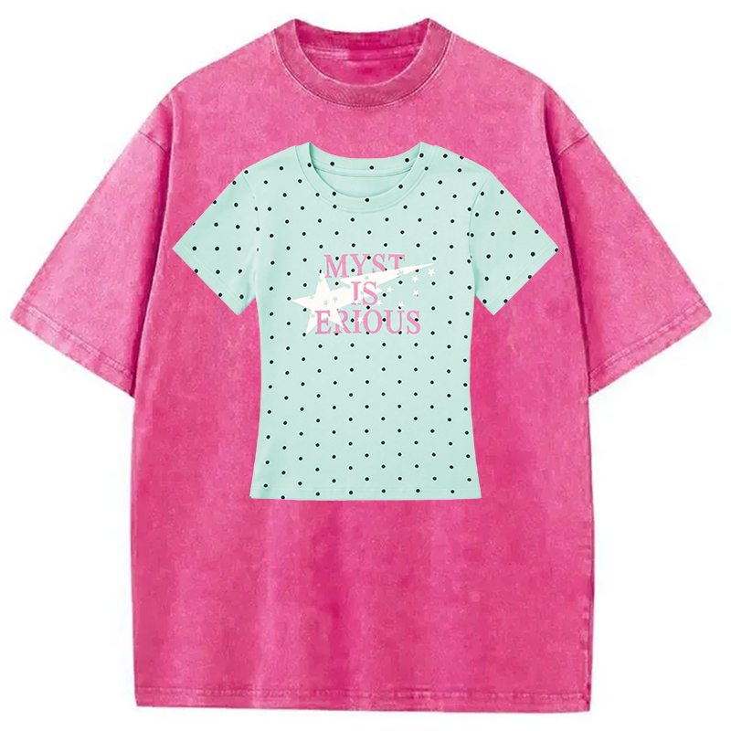 Modecanvas Mint Polka Dot Shirt Of DTG Printing Washed T-Shirt