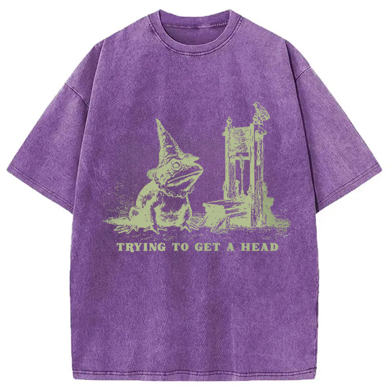 Modecanvas Funny Guillotine Frog DTG Printing Washed T-Shirt