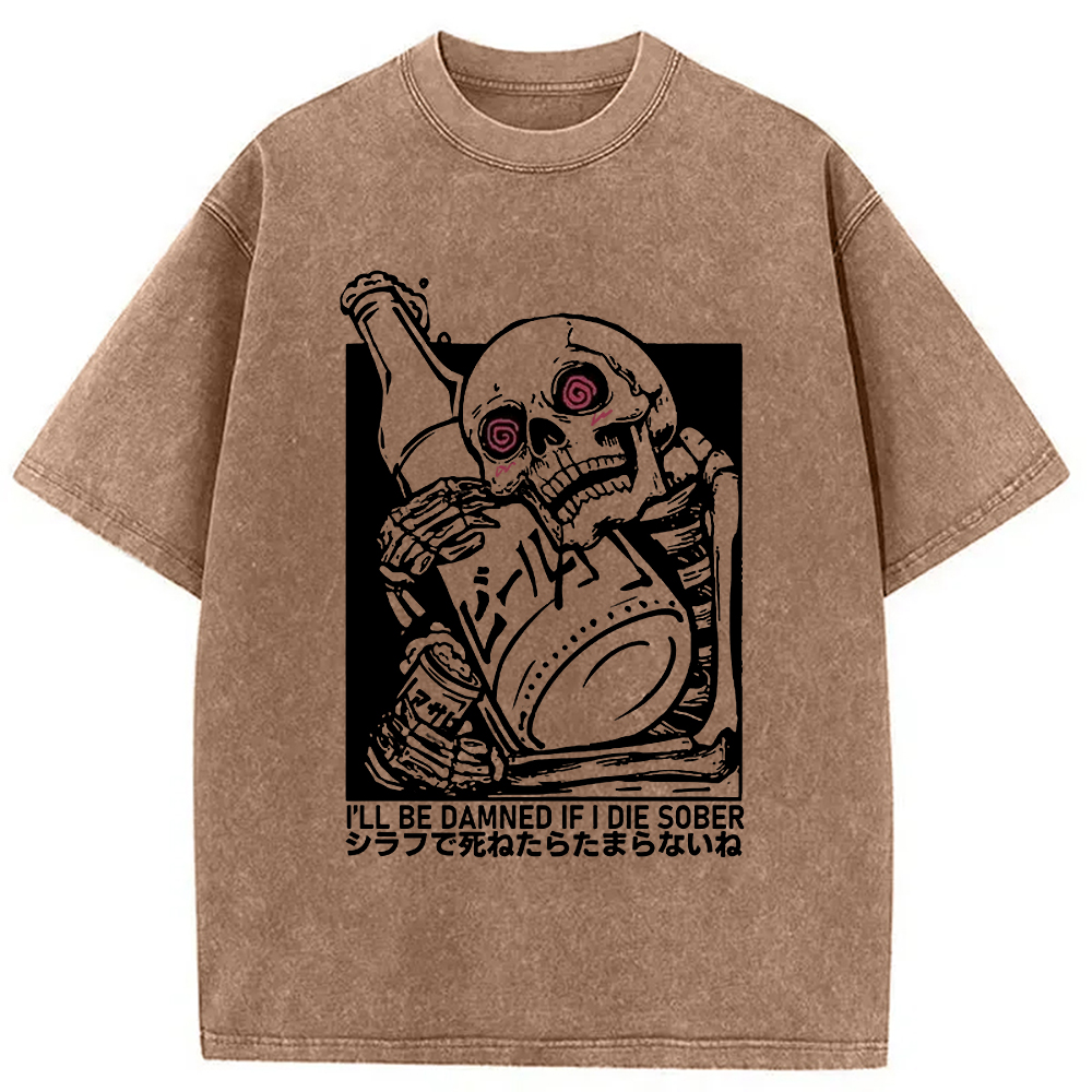 Modecanvas Wine Is Essential In Life Washed T-Shirt-modecanvas