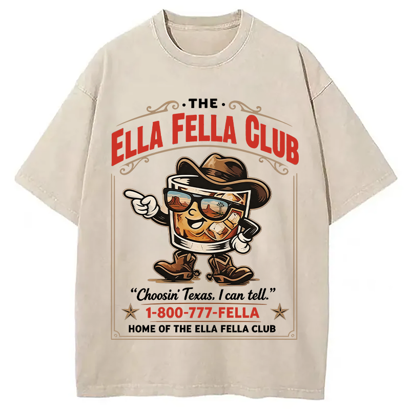 Modecanvas Ella Fella Club Cowboy Whiskey DTG Printing Washed T-Shirt
