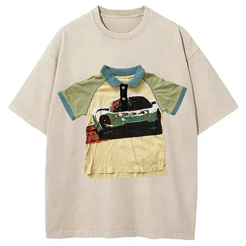 Modecanvas Children's Car Shirt Of DTG Printing Washed T-Shirt