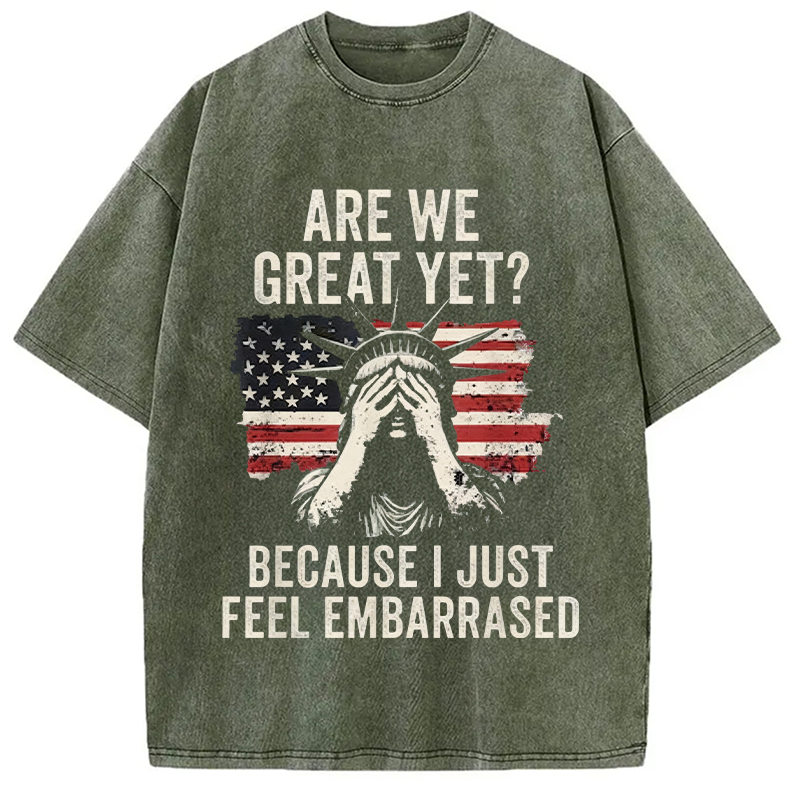 Modecanvas Are We Great Yet DTG Printing Washed T-Shirt