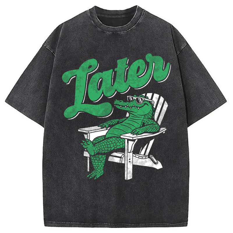 Modecanvas Funny Later Gator DTG Printing Washed T-Shirt