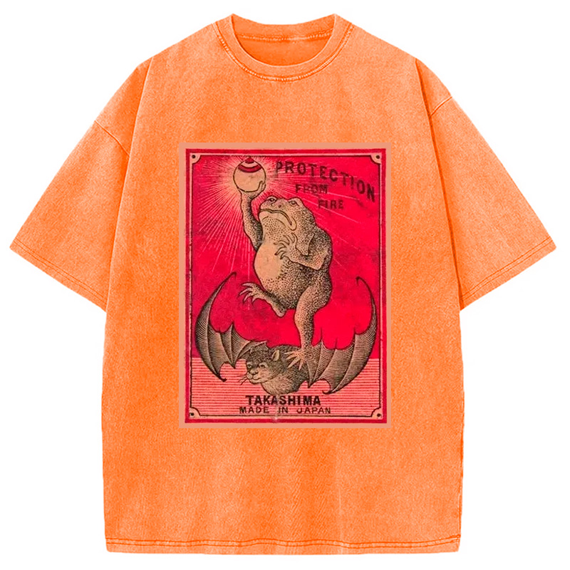 Modecanvas Japanese Matches Frog & Bat Washed T-Shirt