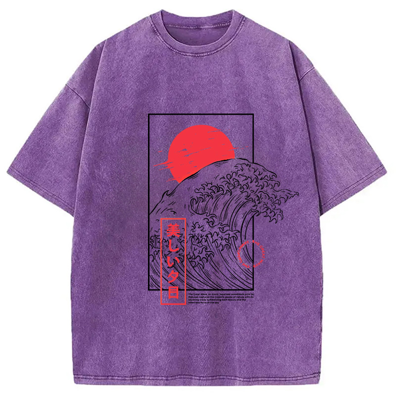 Modecanvas The Great Wave Vintage Washed T-Shirt