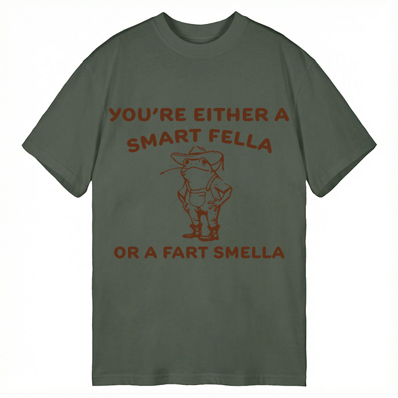 Modecanvas Are You A Smart Fella Or Fart Smella? Cowboy Frog DTG Printing Classic T-Shirt-modecanvas