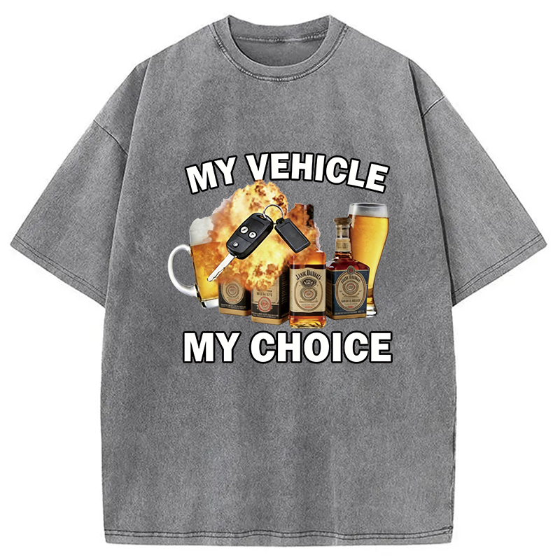 Modecanvas My Vehicle My Choice Beer DTG Printing Washed T-Shirt
