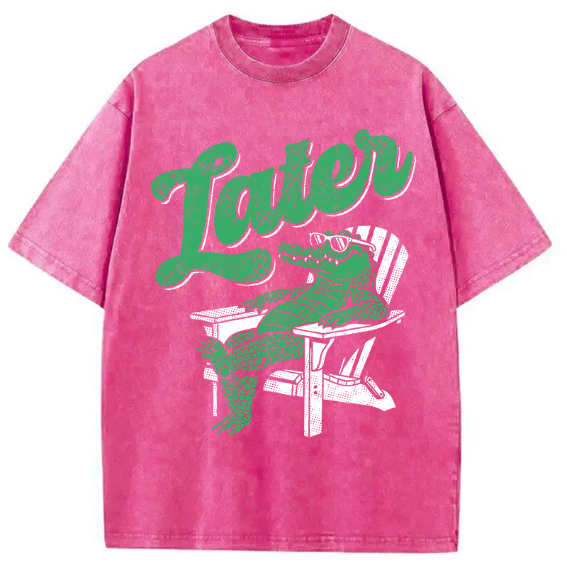 Modecanvas Funny Later Gator DTG Printing Washed T-Shirt