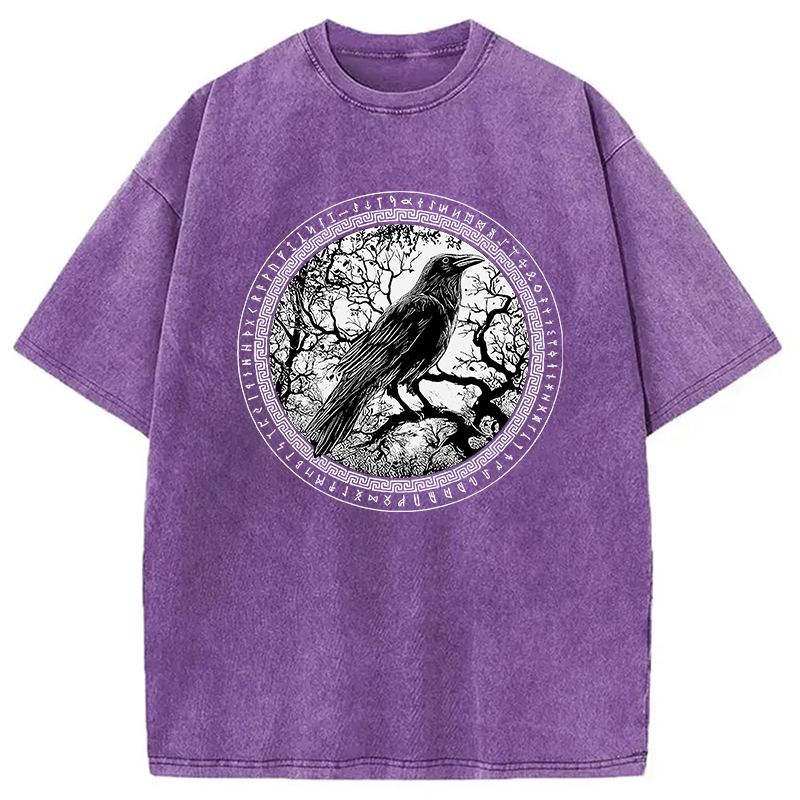 Modecanvas Circle of the Raven DTG Printing Washed T-Shirt