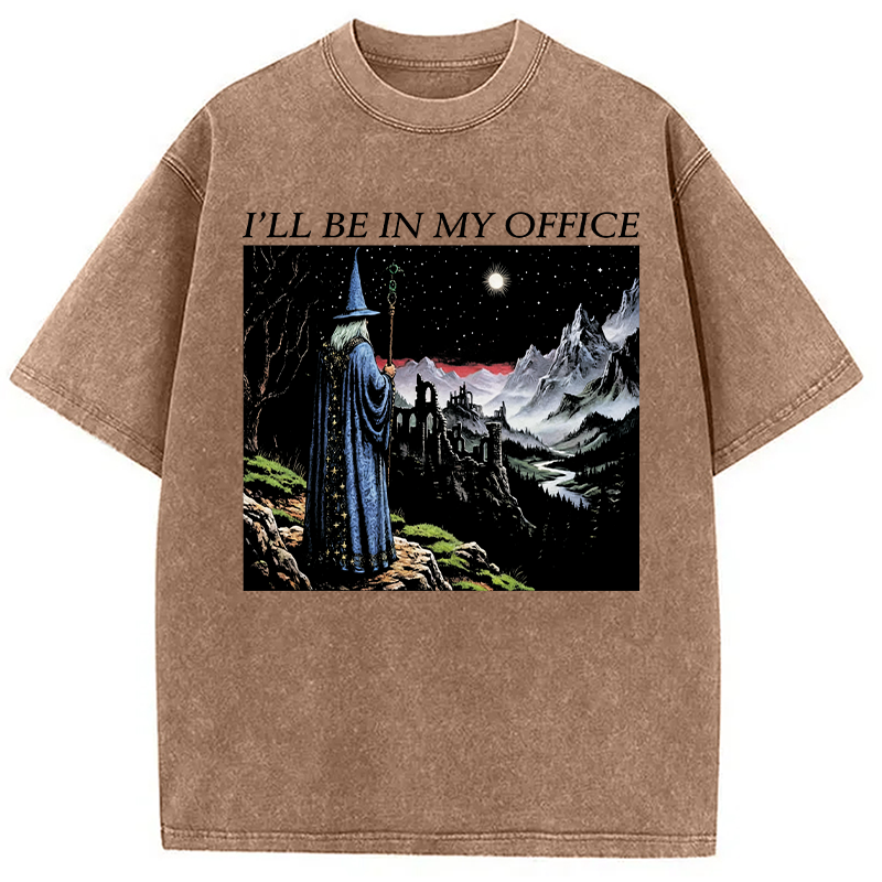Modecanvas I'll Be In My Office DTG Printing Washed T-Shirt-modecanvas