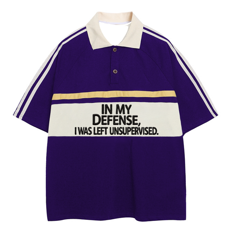 Modecanvas In My Defense Polo Embroidered T-Shirt