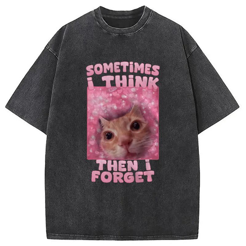 Modecanvas Sometimes I Think Then I Forget Washed T-Shirt