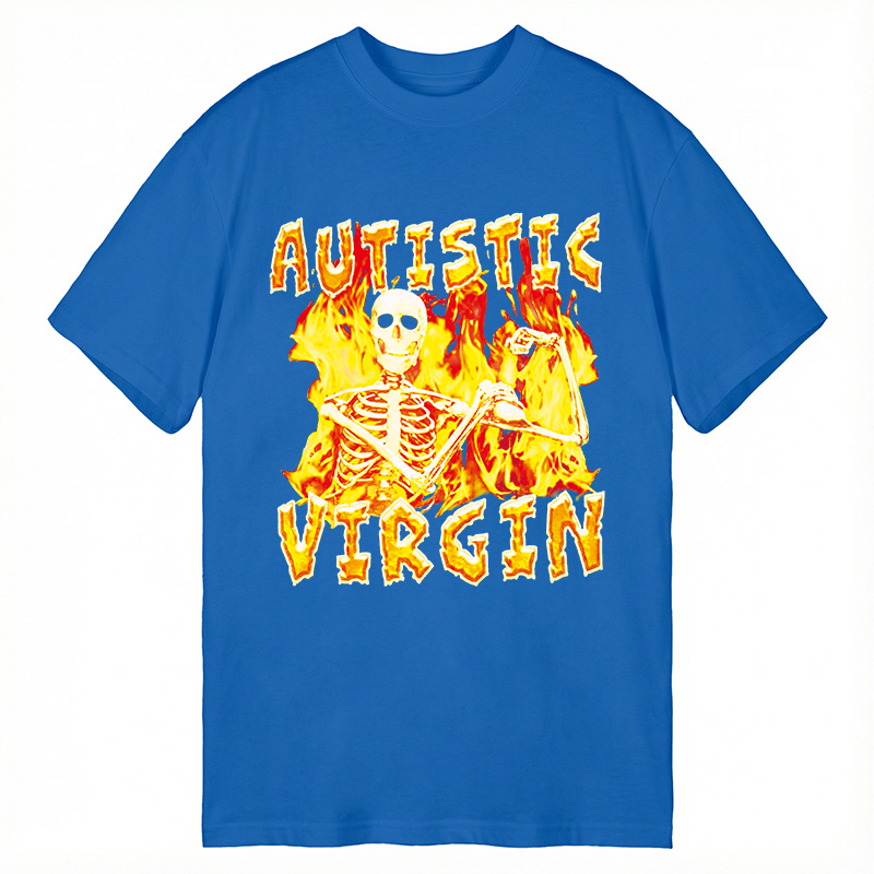 Modecanvas Autistic Virgin Funny Skeleton DTG Printing Classic T-Shirt-modecanvas