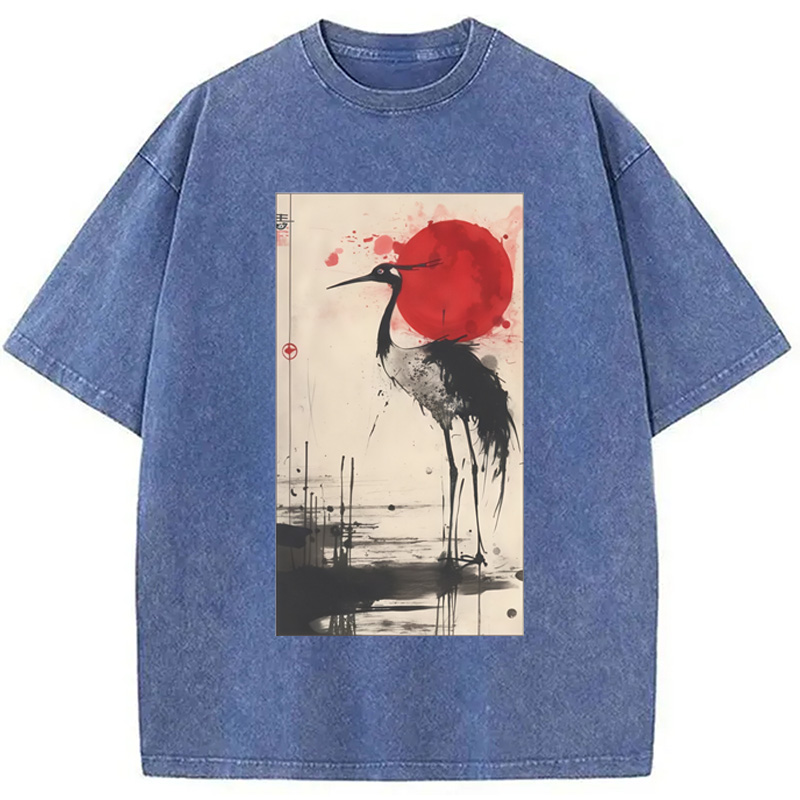 Modecanvas Japanese Crane Washed T-Shirt