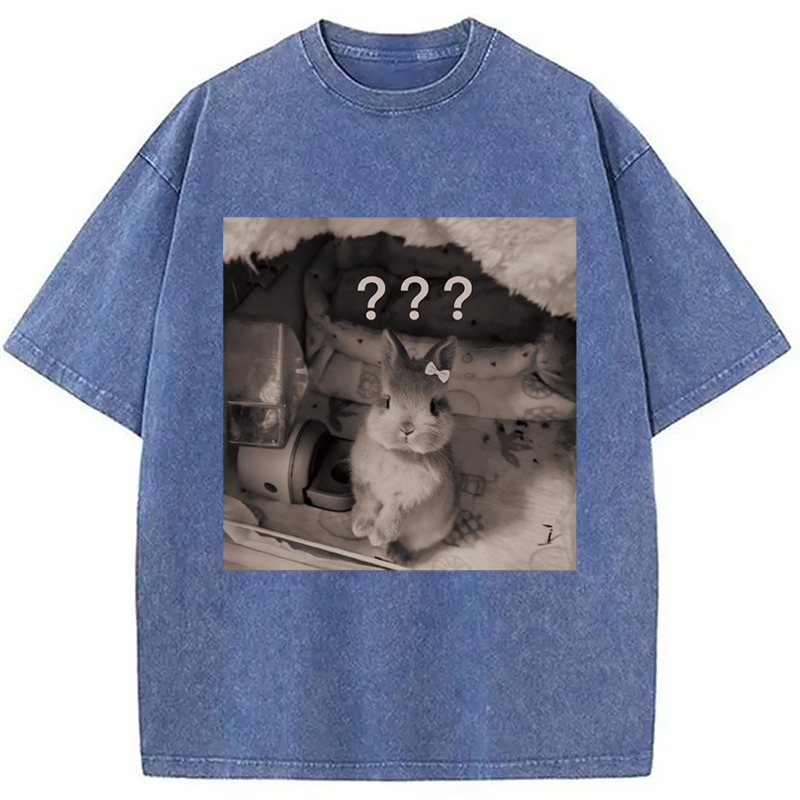 Modecanvas Cute Rabbit Valentine DTG Printing Washed T-Shirt