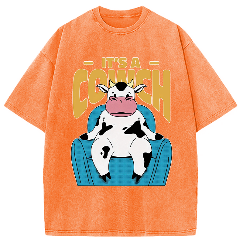 Modecanvas Its A Cowch Funny Cow DTG Printing Washed T-Shirt