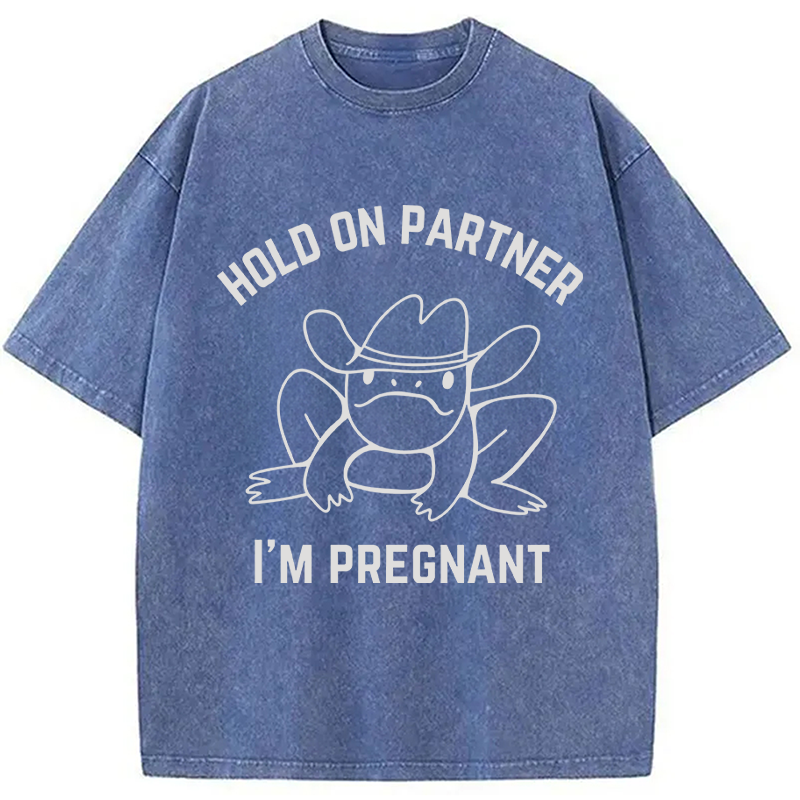 Modecanvas Funny Pregnancy Announcement DTG Printing Washed T-Shirt